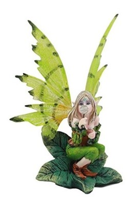 Ebros Mythical Goddess Green Earth Pixie Dust Fairy Blowing Crystal Bubble 