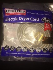 New 5 Year Warranty Appliance 3-wire Dryer Cord, 30 Amps 90-2024 4ft 4 foot 4'