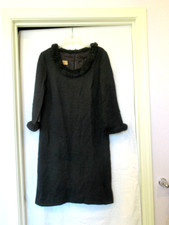 Kay Windsor charcoal gray vintage dress, faux fur collar and cuffs, 38" chest