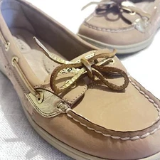 Sperry Top-Sider Women's Casual Boat Shoes - Tan Leather & Gold