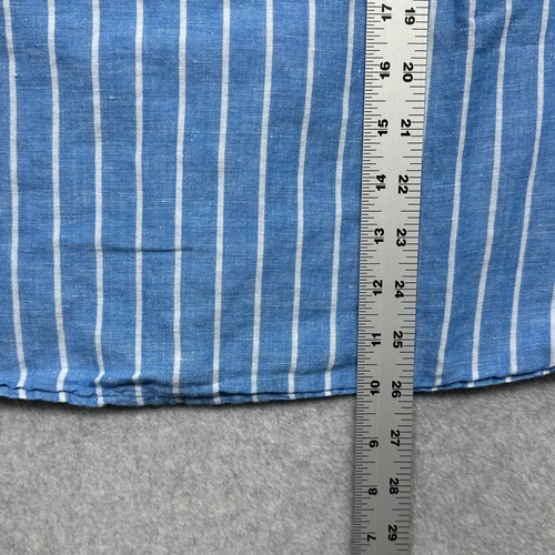 Talbots Popover Top Women X Blue White Striped Linen Blend Long Sleeve Summer - Picture 7 of 12