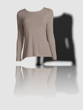  150 Neiman Marcus Women Beige Long Sleeve Crew Neck Pullover Sweater Top Size L