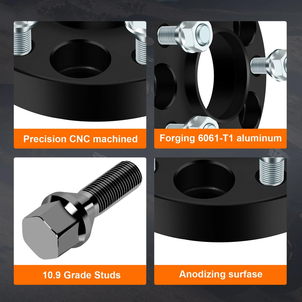 4Pcs 1/2"-20 Hub Centric Wheel Spacers For Ford Mustang Ranger Explorer 1" 5x4.5 - Image 3 of 4