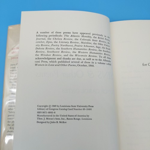 Joyce Carol OATES / Anonymous Sins and Other Poems Signed 1st Edition 1969 - Picture 9 of 13