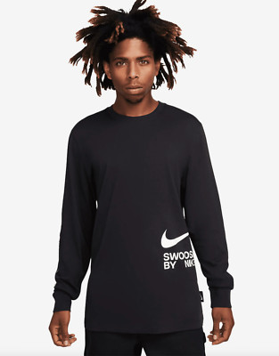 NSW Big Swoosh Long Sleeve Tee Tshirt Black Men's