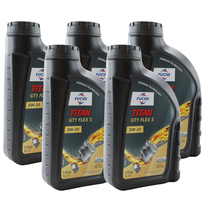Fuchs 5 Liter TITAN GT1 FLEX 5 SAE 0W-20 Engine Oil 5 x 1L for BMW Mercedes Benz
