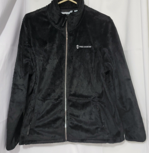 Free Country Women's Black Faux Fur Full Zip Fleece Jacket Size XL