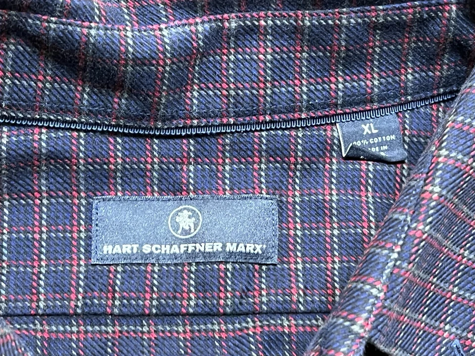 Camisa de manga larga Hart Schaffner Marx púrpura a cuadros con botones para hombre - XL Foto 3 de 3