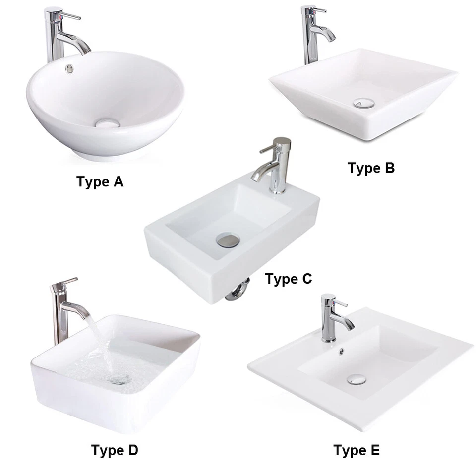 Fregadero de baño vidrio templado/cerámica grifo de drenaje emergente recipiente superior combo Foto 3 de 4