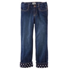 OshKosh B'gosh Girls Fleece-Lined Jeans  Sz 4 in Meduim Wash Denim 