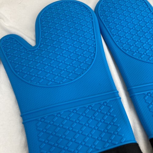 1 paio di guanti lunghi in silicone cotone blu ricamati gatti addormentati amante dei gatti - Foto 3 di 11