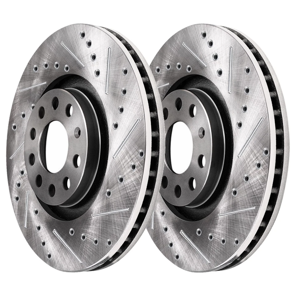 Rotores perforados delanteros y traseros + pastillas de freno de cerámica para Volkswagen Passat 2015-2021 Foto 4 de 4