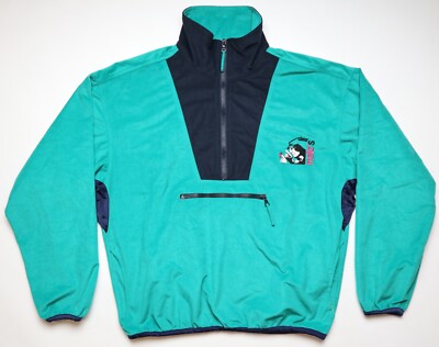 MELLO S CLIMBER 80s VINTAGE VELOUR 1/4 ZIP DRILL TOP JACKET GREEN UNISEX L LARGE