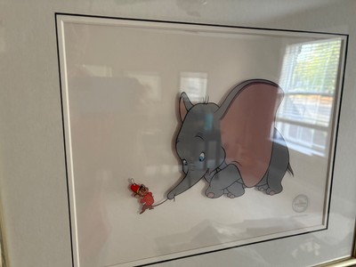 Disney golden age LE dumbo the flying elephant new framed original animation cel