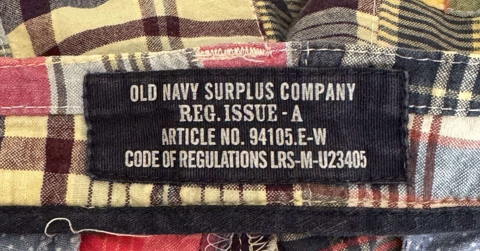 OLD NAVY Plaid Patchwork Madras Flat Front Slash … - image 5