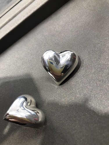 Silver Puffed Puff Heart Earrings Studs 
