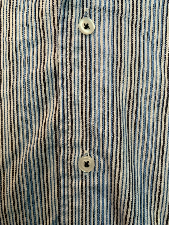 Camisa de vestir Valerio Garati a rayas texturizadas para hombre - talla grande, azul blanco negro Foto 2 de 4