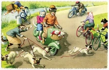 Mainzer - Eugen Hartung Cats Postcard 4704 - Scooters and Bikes - Spain Printing