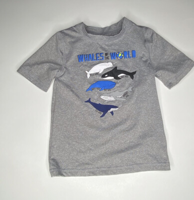 Cat & Jack Gray Whale Short Sleeve Shirt 3T Toddler