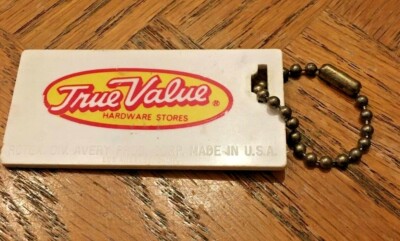 Vintage Keychain Plastic TRUE VALUE HARDWARE Key chain Fob Ring Property of 