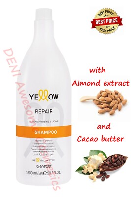 Alfaparf Yellow Repair Shampoo für geschädigtes Haar 1500 ml Mandelproteine & Kakao