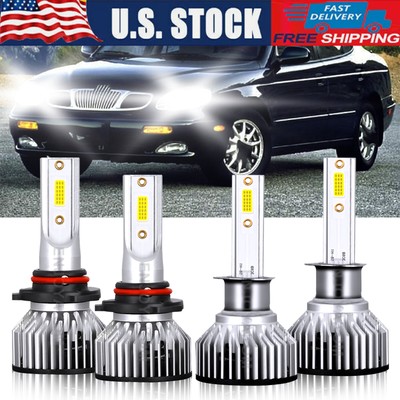 For Daewoo Leganza 1999-2002 4x LED Headlight Bulbs High Low Beam Kit 9005 H1