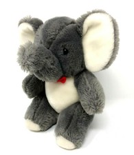 Grauner Pl&uuml;sch Elefant sitzend ca. 18 cm gro&szlig; von Bauer - 30 Grad W&auml;sche (273)