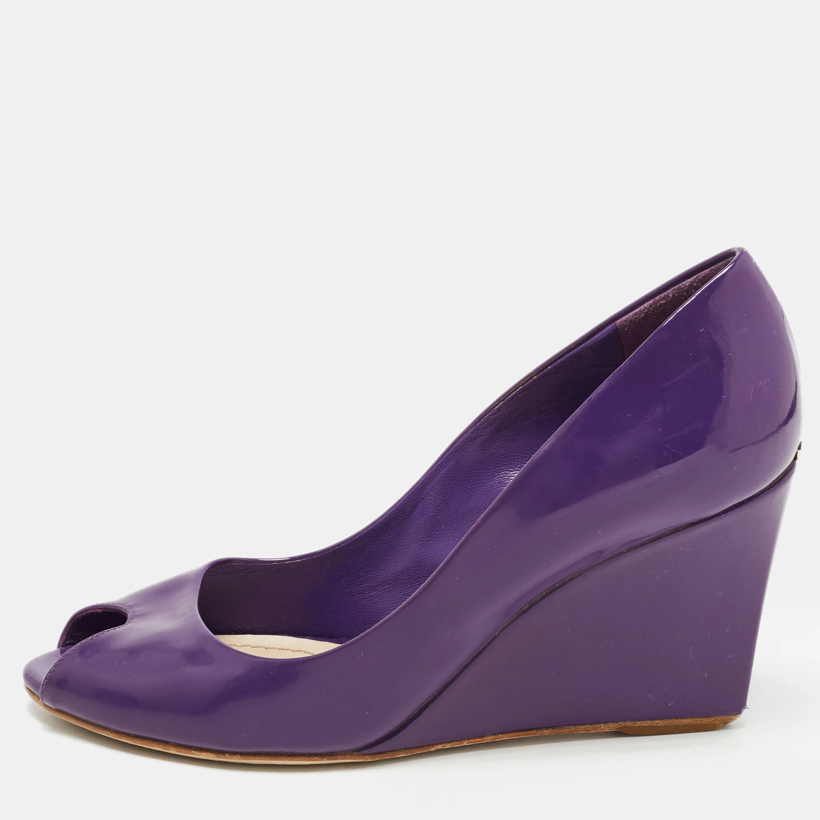 Escarpins à coin bout Dior violet breveté taille 36