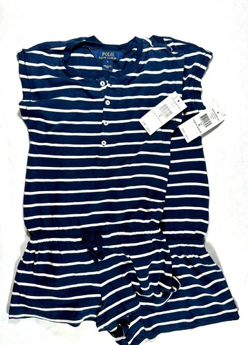 NEW Girls' POLO Ralph Lauren NAVY WHITE Striped ROMPER Sizes 5 6 NWT - Picture 5 of 5