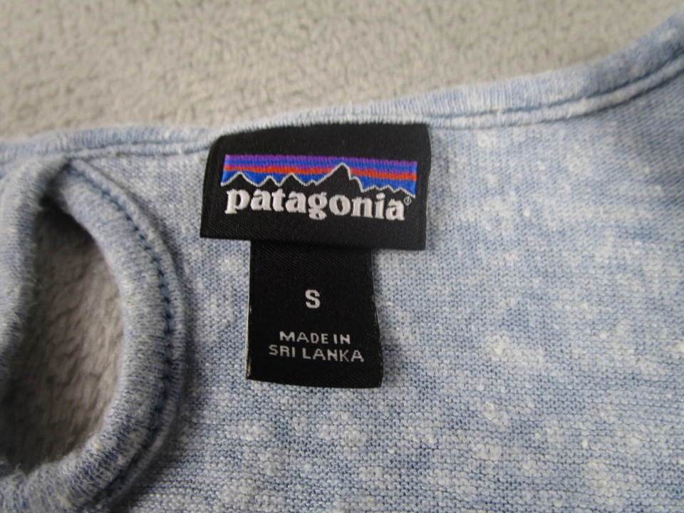 Regata Patagonia Feminina Pequena Azul Roupa Ativa Ao Ar Livre Casual Mistura de Linho - Imagem 3 de 4