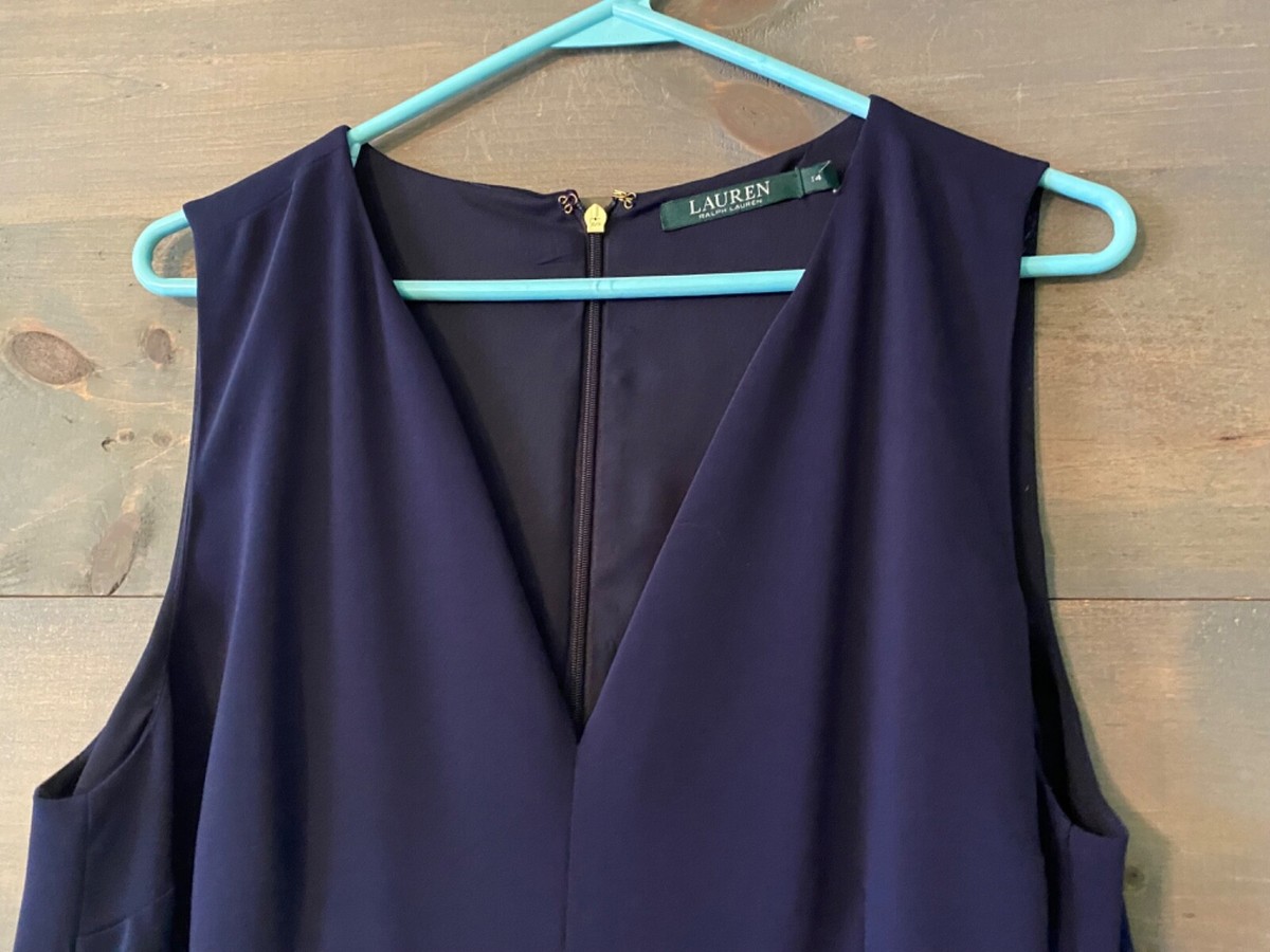 Lauren Ralph Lauren Womens Jumpsuit Belt Sleeveless Zipper