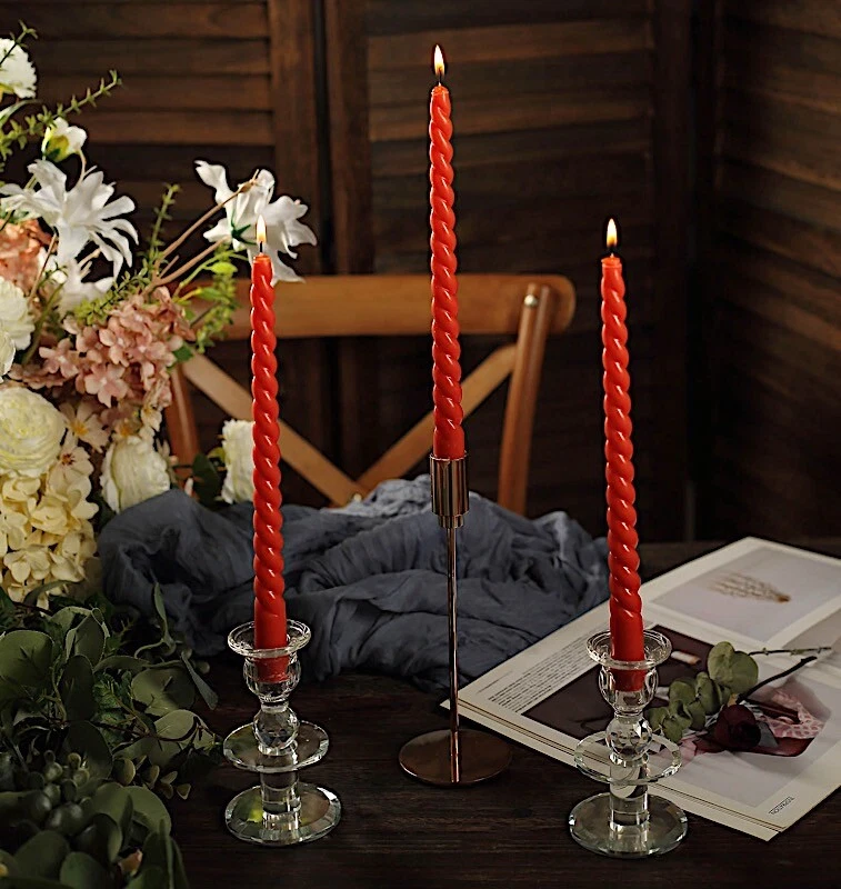 TERRACOTTA 12 Spiral 11" Long Unscented Premium Wax Taper CANDLES Party - Image 2 of 4