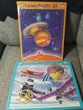 Vintage - 2 Puzzle Patch - 25 Piece FLYING And PLANETS- 1999 Made In The USA