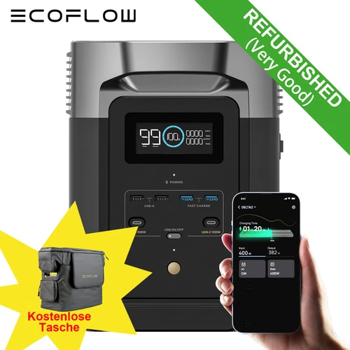 ECOFLOW DELTA 2 Tragbare Powerstation 1800W Balkonkraftwerk Solarspeicher 1024Wh
