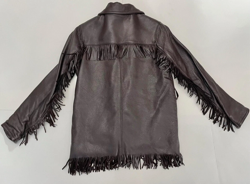 Vintage Mid Western Sport Togs Deerskin Fringe Leather Jacket  70s Kids 14 - Image 2 of 4
