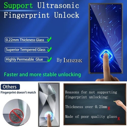 IMBZBK 3 Pack Screen Protector for Samsung Galaxy S24 Ultra Tempered Glass 3 Pac - Picture 6 of 8