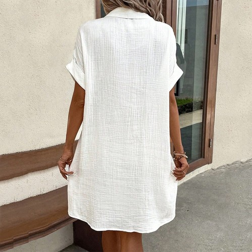 Damen Baumwolle Leinen T-Shirts Kleid Damen Casual Baggy Tunika Top Bluse | - Picture 3 of 21