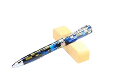 Conklin Stylograph Mosaic Blue & Gold w/ Chrome Trim Ballpoint Pen - New