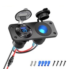 12V PD Dual USB A Fast Car Charger Cigarette Lighter Socket Panel For RV Marine