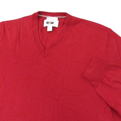 Joseph Abboud Mens V Neck Pullover Sweater XLT Red Maroon Extra Fine Merino Wool