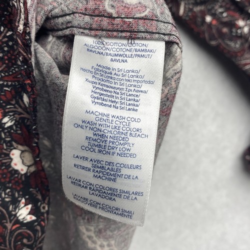 CHAPS Women Shirt OX White Red Paisley Button Up 3/4 Sleeve No Iron Flip Cuff - Picture 12 of 15
