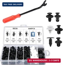 100 PCS Car Bumper Retainer Clips, 6 Sizes Plastic Rivets Push Fastener Kit with