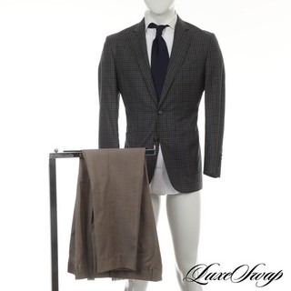 Giacca Gun Club Brooks Brothers Classic blu marrone pantaloni moka 40 S/34 senza prezzo di riserva