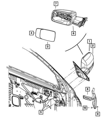 Genuine Mopar Mirror Replacement Glass Left 68050299AA