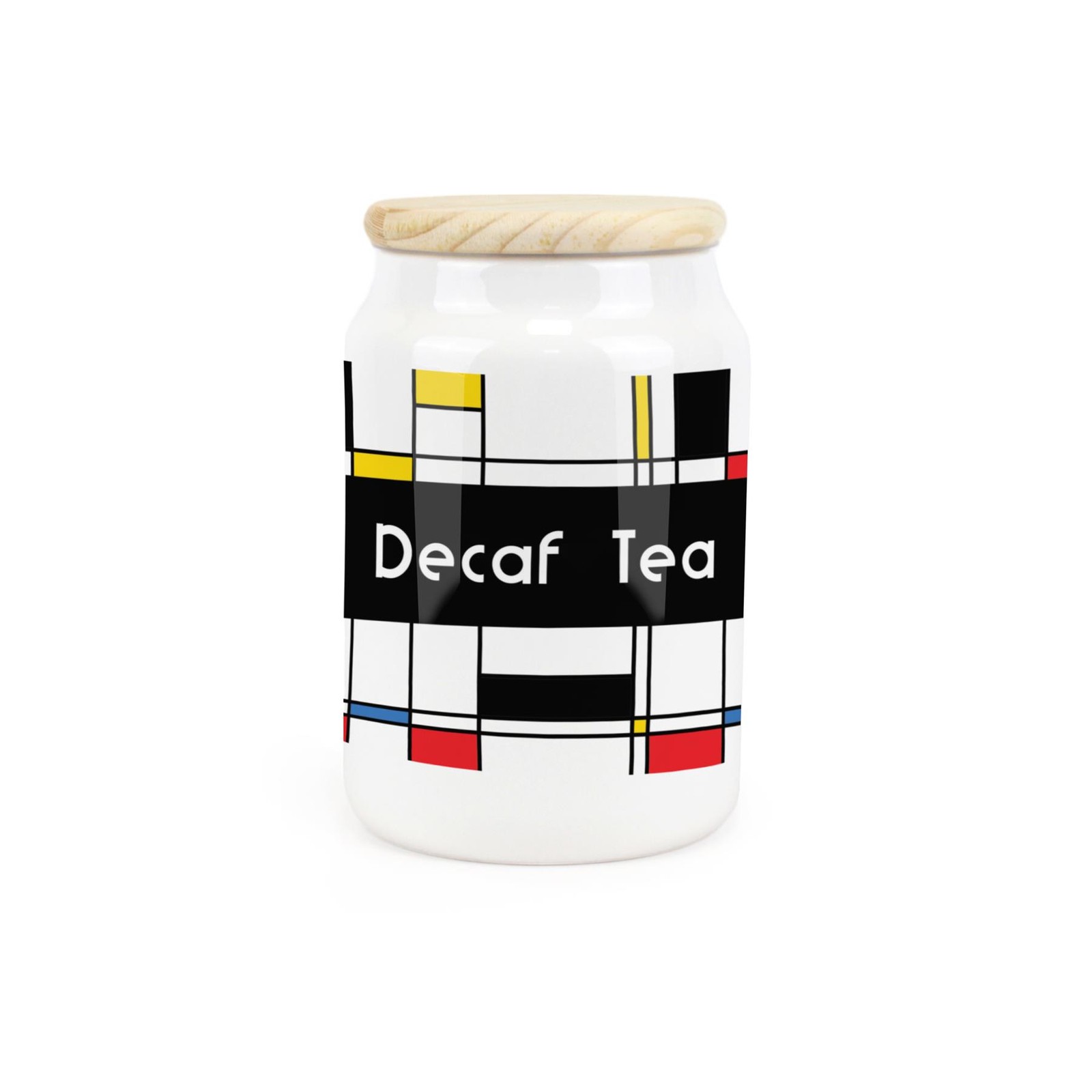 Ceramic Tapered Art Deco Canister - Retro Decaf Tea Storage Container