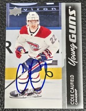Cole Caufield Montreal Canadiens Signed 21-22 Young Guns  Rookie Card #201. rookie card picture