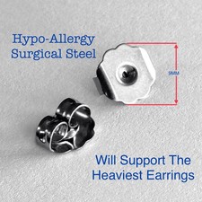 8 Pairs of Hypo Allergy Extra-large Surgical Steel Earring Backs 16 total 