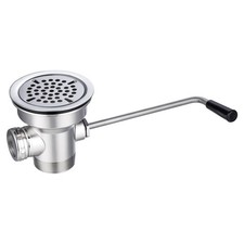 3-1/2" Commercial Sink Drain with Twist Lever Handle, Waste Drain Valve with ...