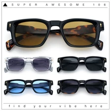 Gentlemanly Hipster Narrow Rectangle Horn Rim Mens Plastic Sunglasses