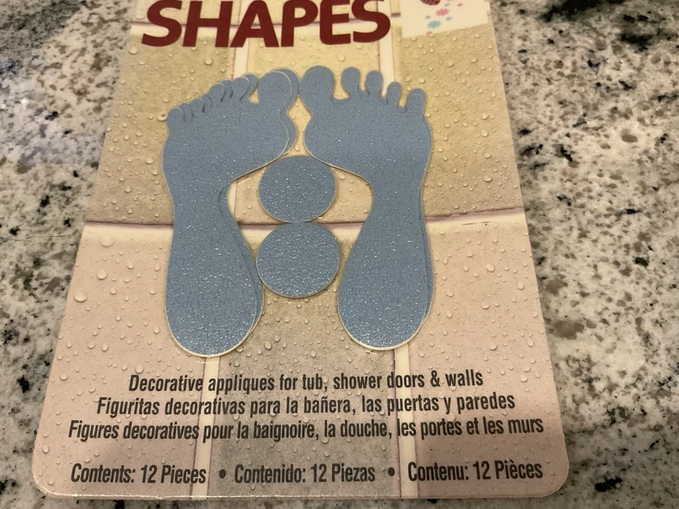 Bañeras apliques de seguridad antideslizantes pies azules en forma de T seguras de colección 14 pegatinas Foto 3 de 4